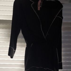 Elegant Black Dress with White Accents